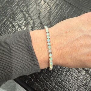 Elegant Opal and Diamond tennis Bracelet